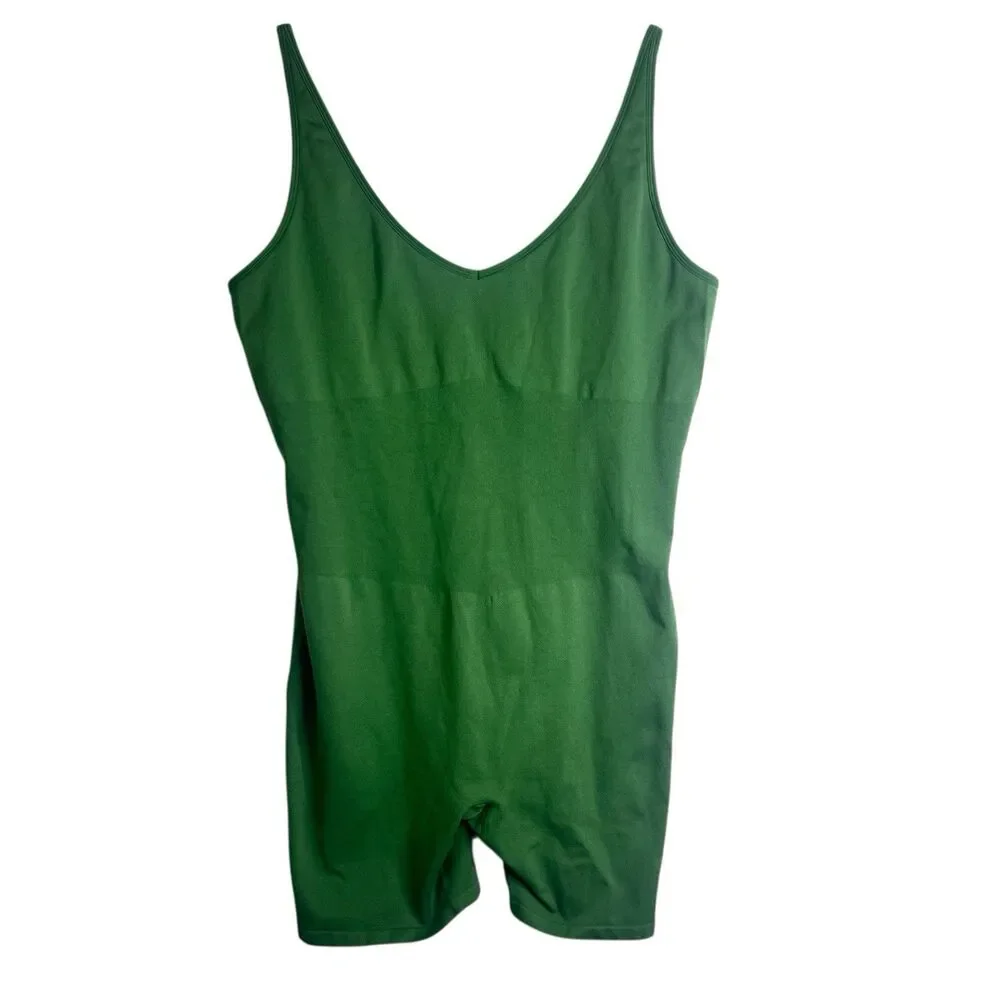 VS PINK Active 6” Seamless Workout Bodysuit Romper Green Sz XXL Athleisure Gym
